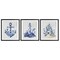 Stupell Industries Ornate Nautical Toile Patterns 3pc Framed Print Under Glass Set, design by Lettered and Lined